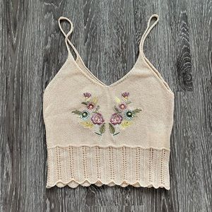 Alter’d state blush pink tank top knit embroidered